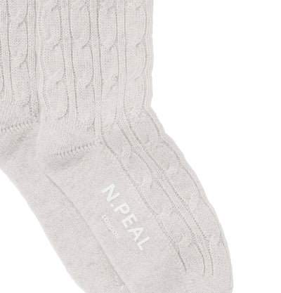 N.Peal Women's Cable Cashmere House Socks Fumo Grey