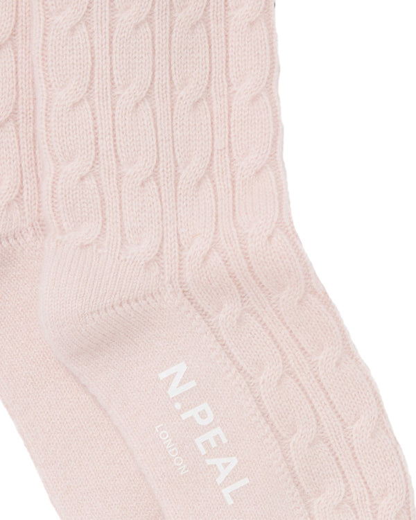 N.Peal Women's Cable Cashmere House Socks Quartz Pink