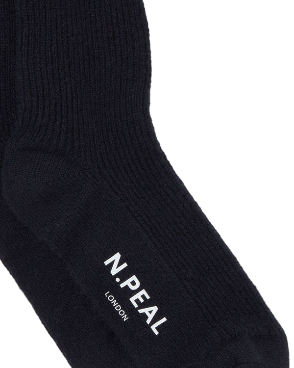 N.Peal Unisex Cashmere Rib Bed Socks Navy Blue