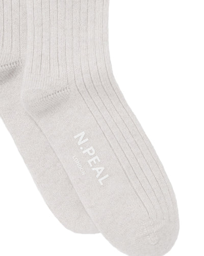 N.Peal Women's Rib Cashmere House Socks Fumo Grey