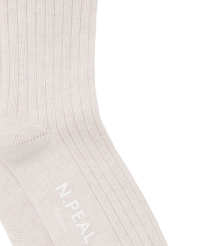 N.Peal Women's Rib Cashmere House Socks Frost White