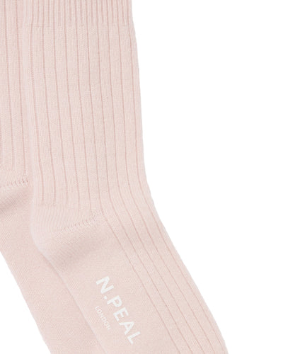 N.Peal Women's Rib Cashmere House Socks Quartz Pink