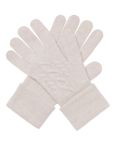 N.Peal Women's Cable Cashmere Gloves Frost White