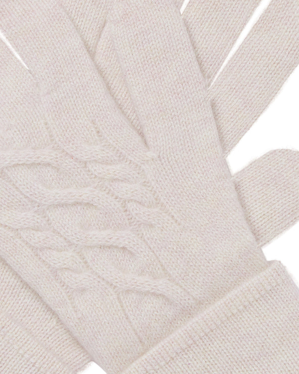 N.Peal Women's Cable Cashmere Gloves Frost White