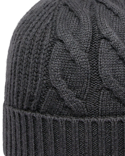 N.Peal Women's Cable Rib Cashmere Hat Anthracite Grey