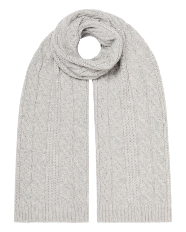 N.Peal Unisex Cable Rib Cashmere Scarf Fumo Grey