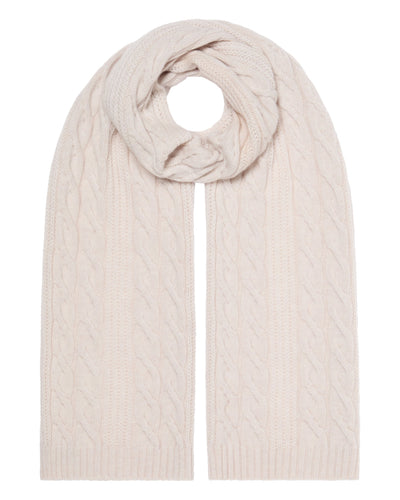 N.Peal Women's Cable Rib Cashmere Scarf Frost White