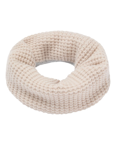 N.Peal Women's Waffle Stitch Cashmere Snood With Lurex Ecru White