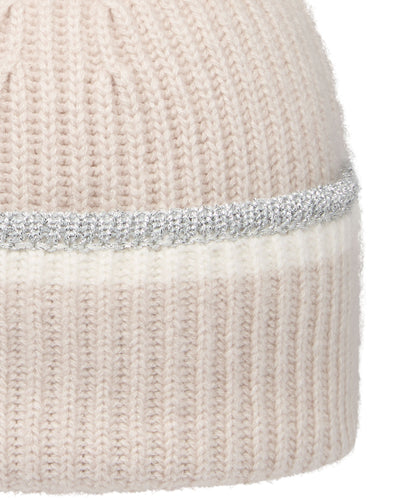 N.Peal Women's Sparkle Trim Cashmere Hat With Lurex Frost White