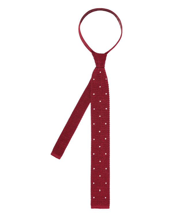 N.Peal Men's Tricot Pois Silk Tie Red