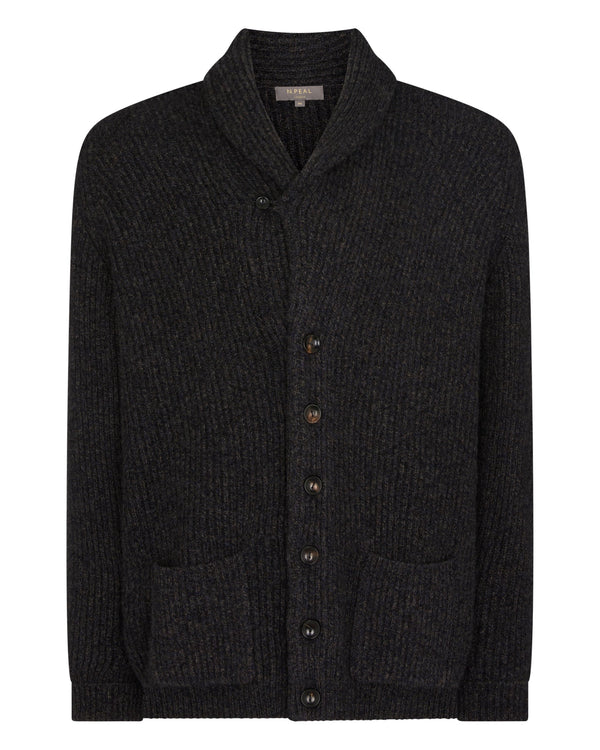 N.Peal Men's Kensington Cashmere Cardigan Granite Blue