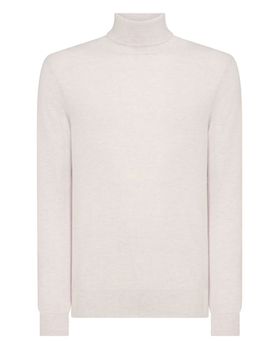 N.Peal Men's Trafalgar Roll Neck Cashmere Jumper Frost White