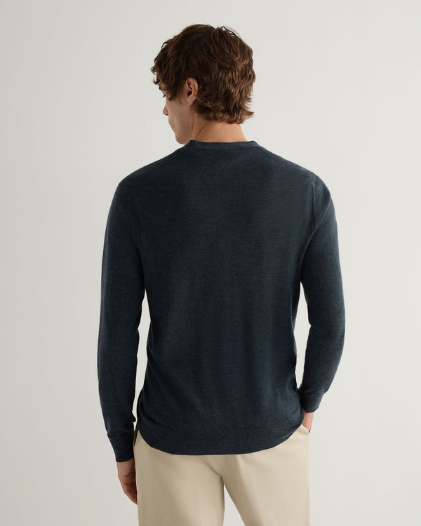 N.Peal Men's Curzon Fine Gauge Cashmere Cardigan Azurine Blue