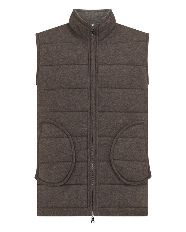 N.Peal Men's Mall Cashmere Gilet Wood Smoke Brown