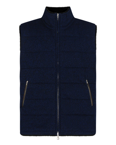 N.Peal Men's Vermont Fur Lined Gilet Navy Blue Melange