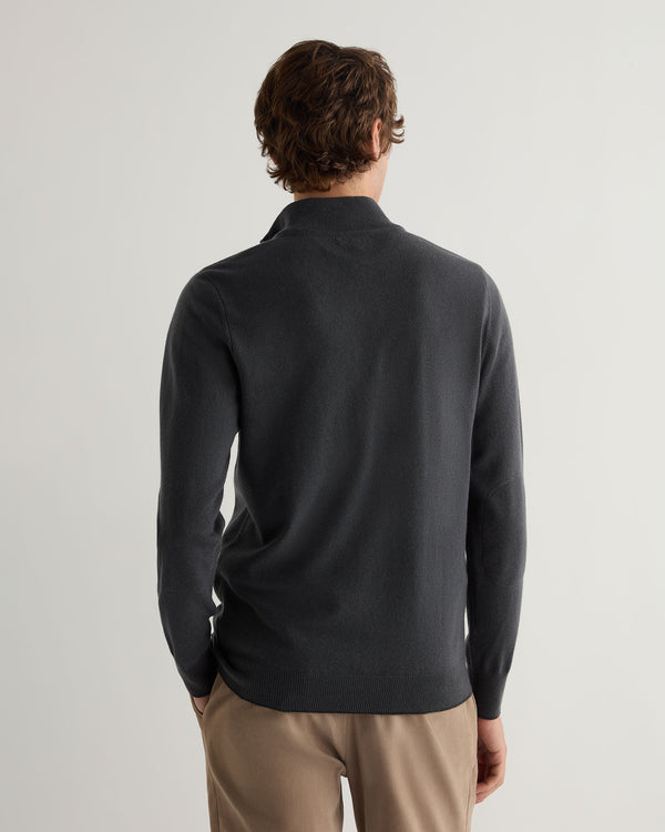 N.Peal Men's Carnaby Half Zip Cashmere Jumper Anthracite Grey