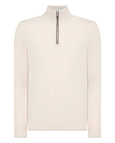 N.Peal Men's Carnaby Half Zip Cashmere Jumper Frost White