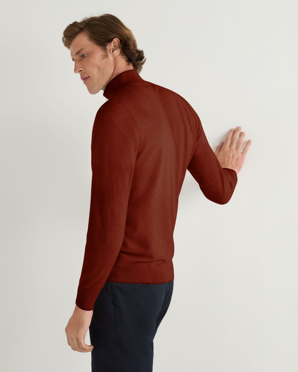 N.Peal Men's Carnaby Half Zip Cashmere Jumper Spice Orange