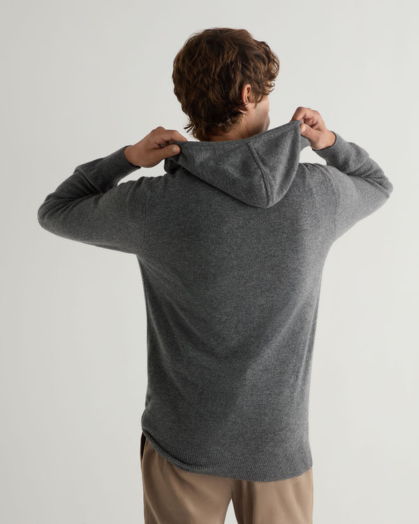 N.Peal Men's Ladbroke Cashmere Hoodie Elephant Grey