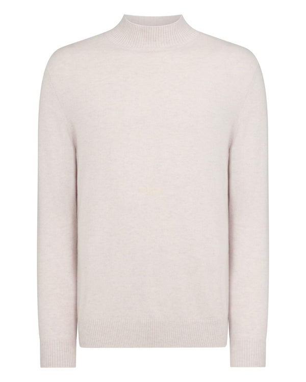 N.Peal Men's Mayfair Turtle Neck Cashmere Jumper Frost White