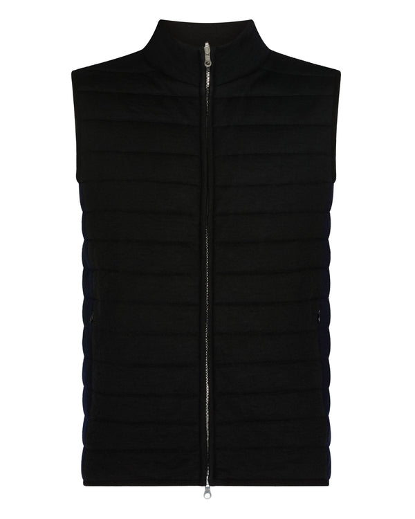 N.Peal Men's Smithfield Fine Gauge Cashmere Padded Gilet Black