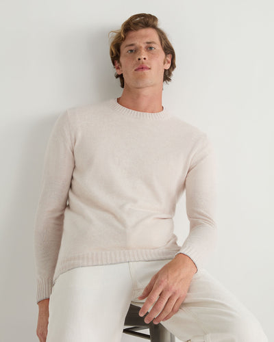 N.Peal Men's Shoreditch Round Neck Cashmere Jumper Frost White