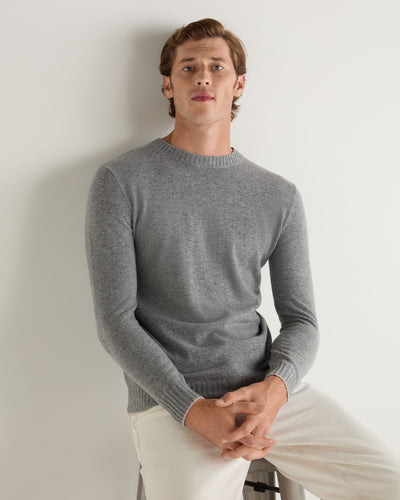 N.Peal Men's Shoreditch Round Neck Cashmere Jumper Flannel Grey