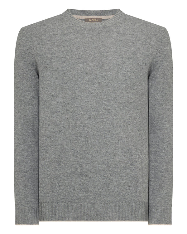 N.Peal Men's Shoreditch Round Neck Cashmere Jumper Flannel Grey