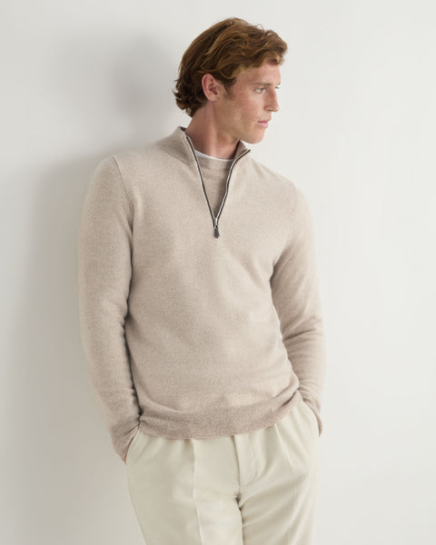 TSE brown cream colorblock factory cashmere knit shirt 0