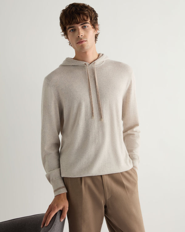 N.Peal Men's Sweatshirt Style Cashmere Hoodie Pebble Grey