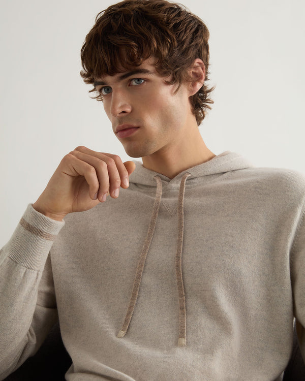 N.Peal Men's Sweatshirt Style Cashmere Hoodie Pebble Grey