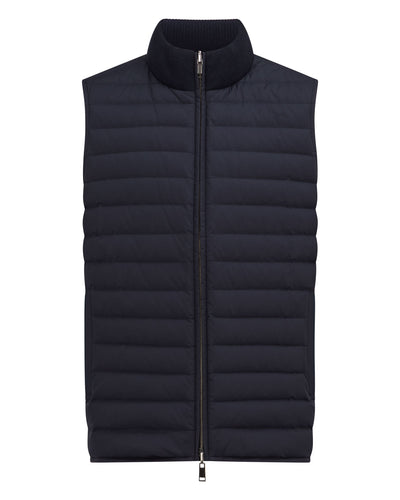 N.Peal Men's Reversible Cotton Blend Gilet Navy Blue