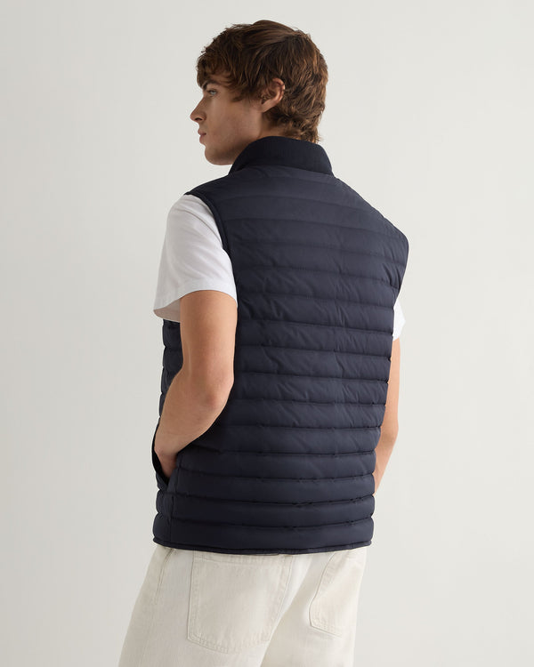 N.Peal Men's Reversible Cotton Blend Gilet Navy Blue