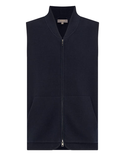 N.Peal Men's Cotton Blend Gilet Navy Blue