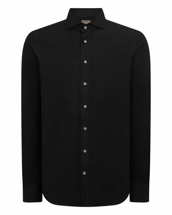 N.Peal Men's Cannes Soft Cotton Flannel Shirt Black