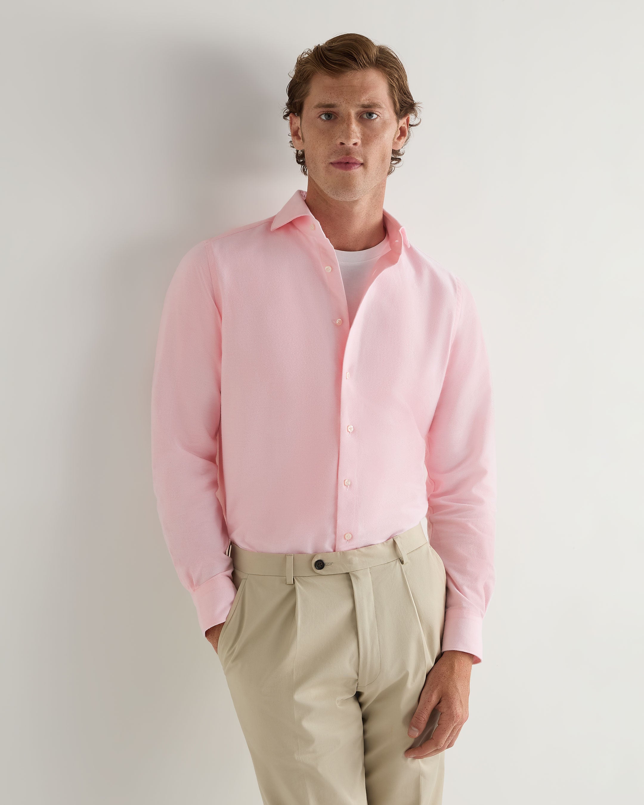 N.Peal Men's Cannes Soft Cotton Flannel Shirt Pink - S N.Peal Men's Cannes Soft Cotton Flannel Shirt Pink - S