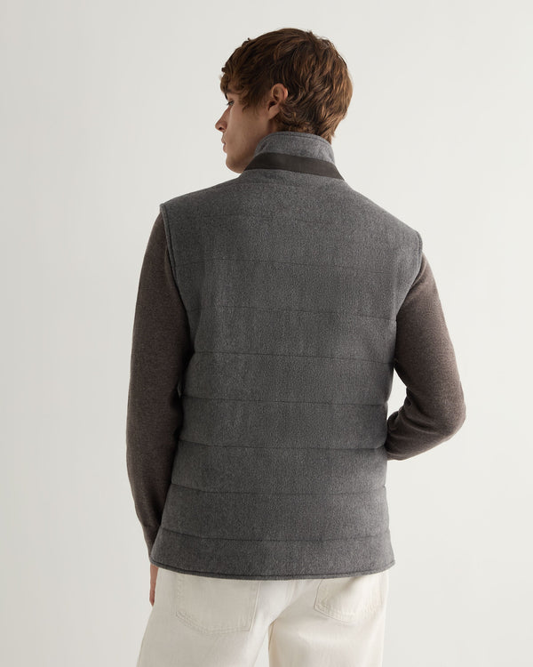 N.Peal Men's Calgary Cashmere Gilet Grey