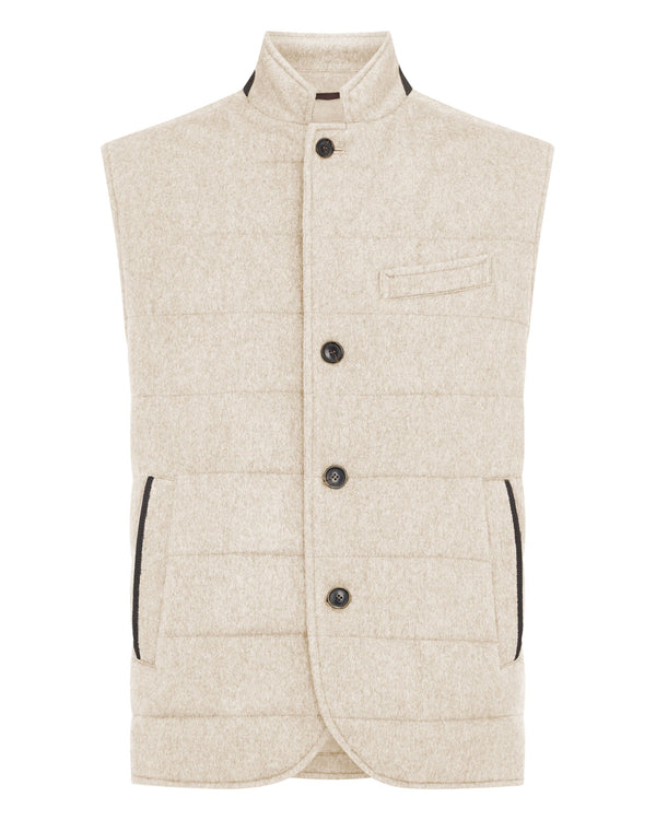 N.Peal Men's Calgary Cashmere Gilet Oatmeal Brown