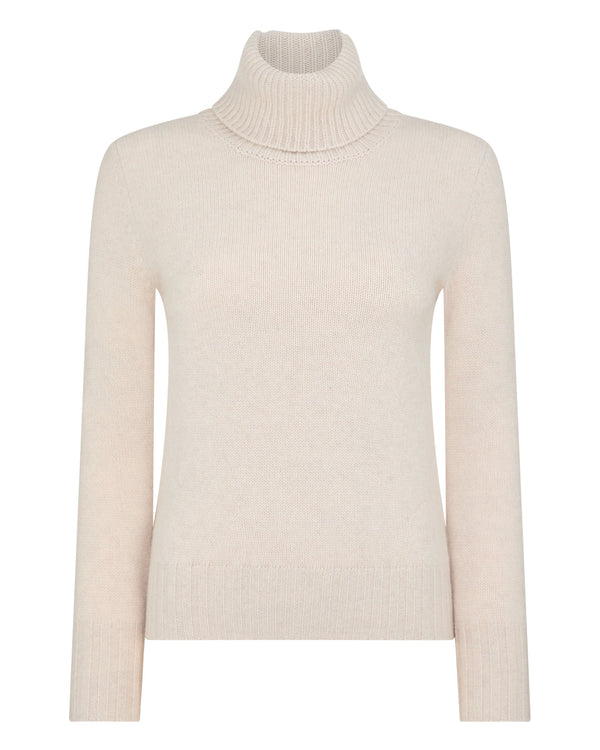 N.Peal Women's Hazel Chunky Roll Neck Cashmere Jumper Frost White