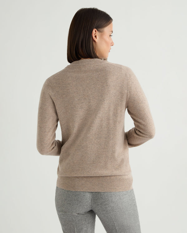 N.Peal Women's Phoebe V Neck Cashmere Jumper Oatmeal Brown