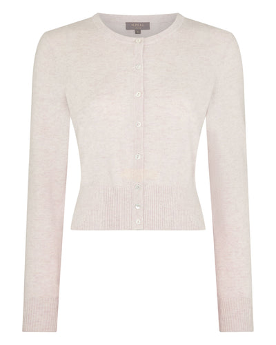 N.Peal Women's Ivy Cropped Cashmere Cardigan Frost White