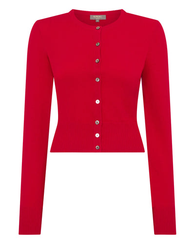 N.Peal Women's Ivy Cropped Cashmere Cardigan Riding Red