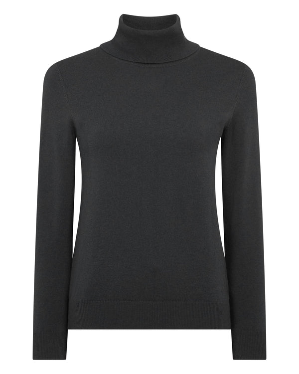 N.Peal Women's Luna Roll Neck Cashmere Jumper Anthracite Grey