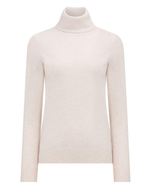 N.Peal Women's Luna Roll Neck Cashmere Jumper Frost White