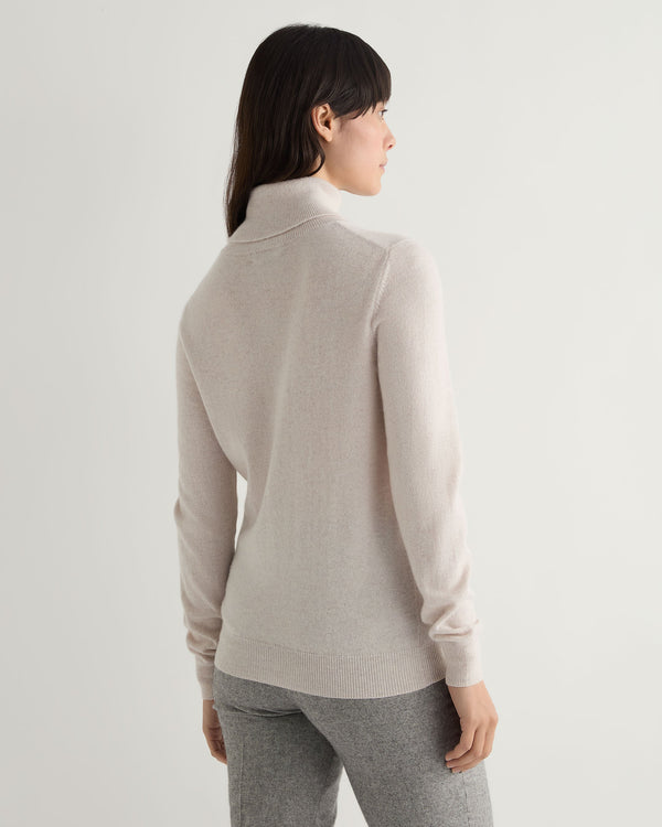 N.Peal Women's Luna Roll Neck Cashmere Jumper Frost White