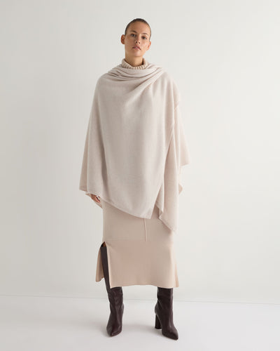 N.Peal Women's Lily Lightweight Cashmere Cape Frost White