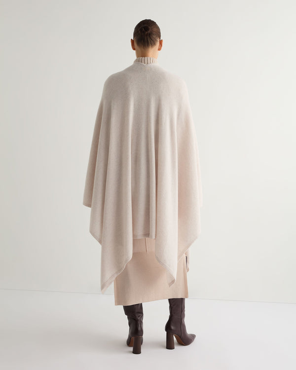 N.Peal Women's Lily Lightweight Cashmere Cape Frost White