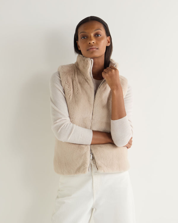 N.Peal Women's Robyn Fur Lined Cashmere Gilet Frost White