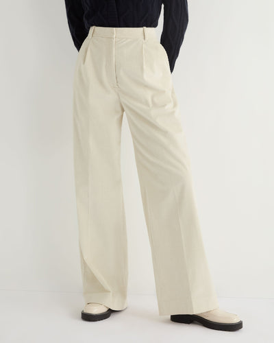 N.Peal Women's Florence Cord Wide Leg Trouser Off White 