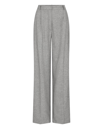 N.Peal Women's Florence Herringbone Wide Leg Trouser Grey 